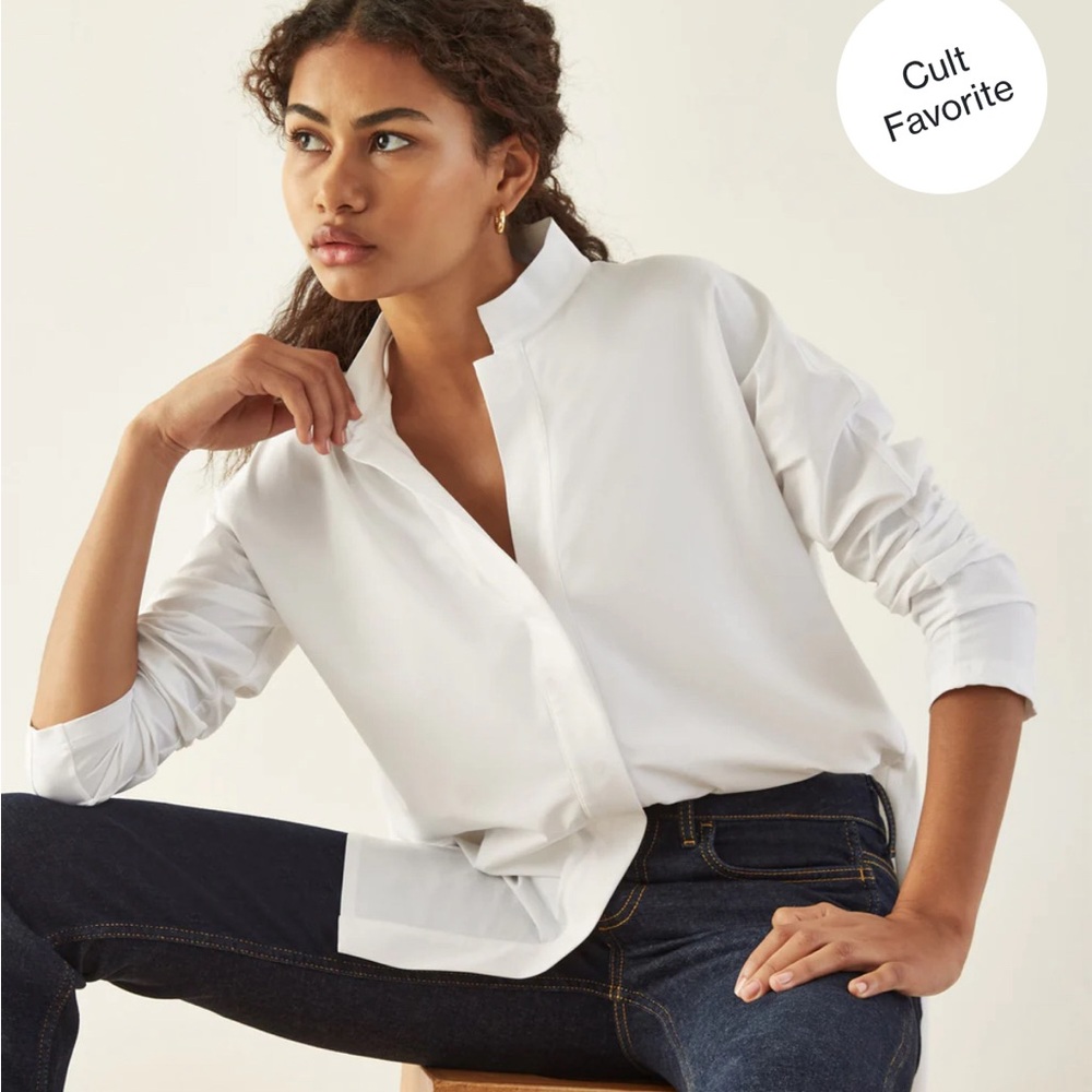 ADAY Something Borrowed Shirt, light gray color, size SMALL.